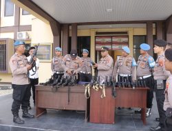 Sipropam Polres Tulang Bawang Barat Laksanakan Pemeriksaan Berkala Senpi Dinas Milik Personel Polres dan Polsek